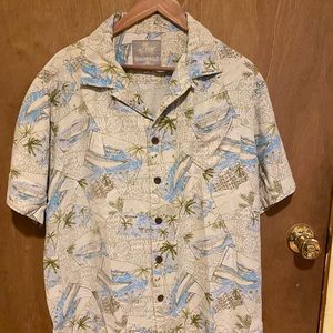 Margaritaville Hawaiian shirt, men’s large button down palm trees